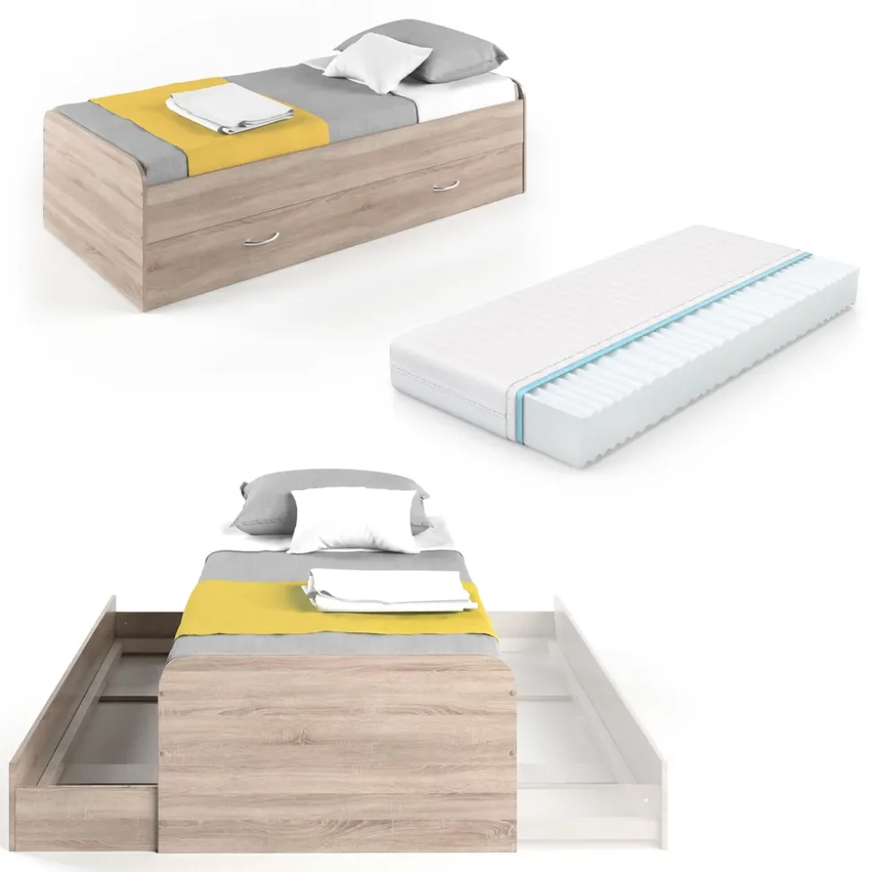 Ausziehbett Enzo Sonoma 90x200 cm mit Matratze Vitalispa