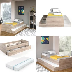 Ausziehbett Enzo Sonoma 90x200 cm mit Matratze Vitalispa