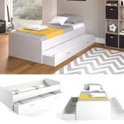 Ausziehbett Enzo Weiß 90x200 cm Vitalispa