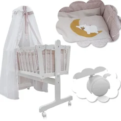 Babybett Beige 100 x 77 cm mit Rollen Vitalispa