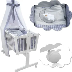 Babybett Weiß 40x90 mit Rollen Vitalispa