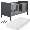 Babybett Ajaton Grau 144.4 x 83 cm mit Matratze Vitalispa