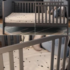 Babybett Ajaton Grau 144.4 x 83 cm mit Matratze Vitalispa