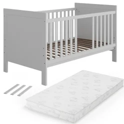Babybett Ajaton Weiß 144.4 x 83 cm mit Matratze Vitalispa