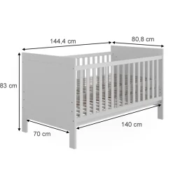 Babybett Ajaton Weiß 144.4 x 83 cm mit Matratze Vitalispa