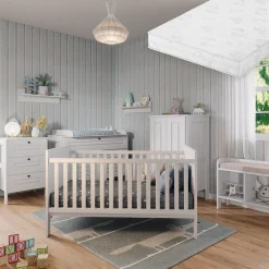 Babybett Ajaton Weiß 144.4 x 83 cm mit Matratze Vitalispa