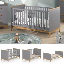 Babybett Malia Grau 70x140 cm Vitalispa