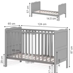 Babybett Tobi Grau 60x120 cm Vitalispa
