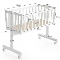 Babywiege Noah Weiß 40x90 mit Rollen Vitalispa