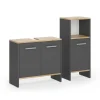 Badezimmermöbel-Set Karli Anthrazit/Goldkraft Eiche 2 Teile Vicco