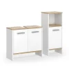 Badezimmermöbel-Set Karli Weiß/Goldkraft Eiche 2 Teile Vicco