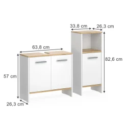 Badezimmermöbel-Set Karli Weiß/Goldkraft Eiche 2 Teile Vicco