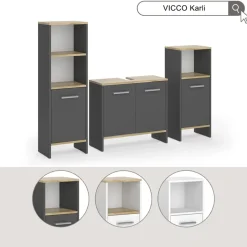 Badezimmermöbel-Set Karli Weiß/Goldkraft Eiche 2 Teile Vicco