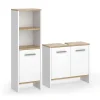 Badezimmermöbel-Set Karli Weiß/Goldkraft Eiche 2 Teile Vicco