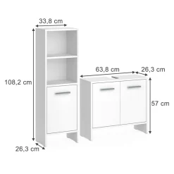 Badezimmermöbel-Set Karli Weiß 2 Teile Vicco