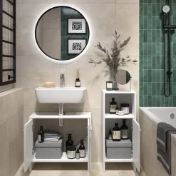 Badezimmermöbel-Set Karli Weiß 2 Teile Vicco