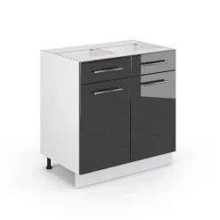 Badezimmerschrank Fame-Line Anthrazit Hochglanz 80 x 82 cm ohne Arbeitsplatte Vicco