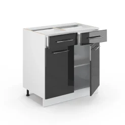 Badezimmerschrank Fame-Line Anthrazit Hochglanz 80 x 82 cm ohne Arbeitsplatte Vicco