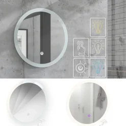 Badezimmerspiegel Weiß 50 x 50 cm Rund Vicco