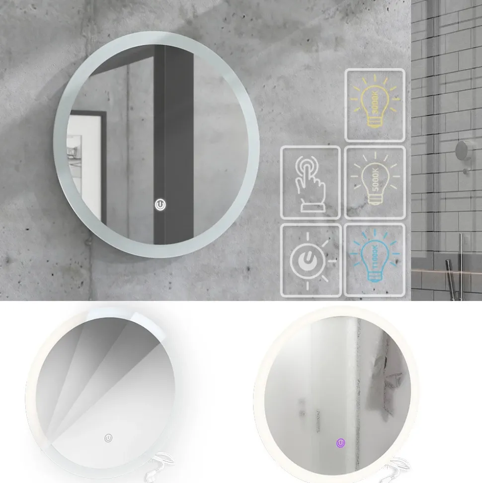 Badezimmerspiegel Weiß 50 x 50 cm Rund Vicco