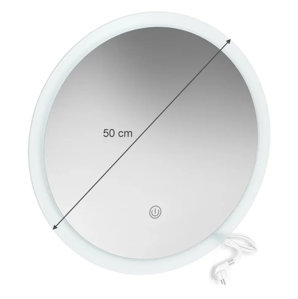 Badezimmerspiegel Weiß 50 x 50 cm Rund Vicco