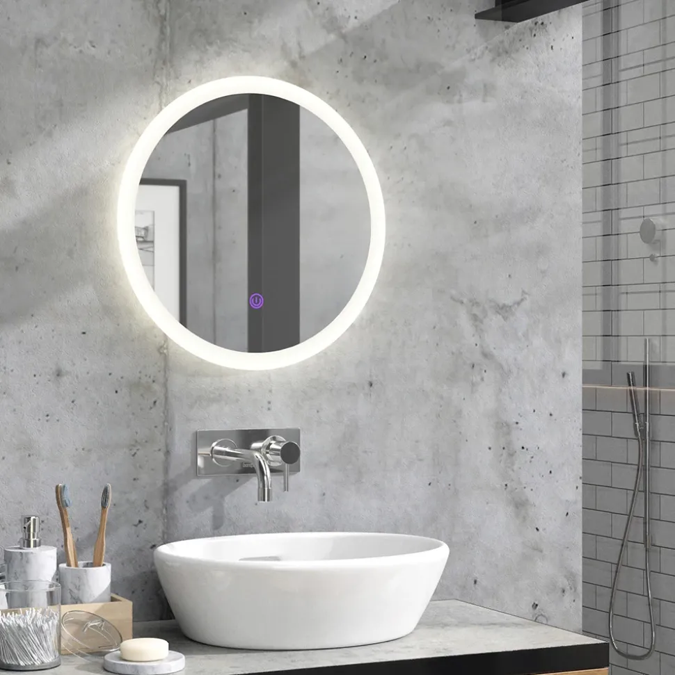 Badezimmerspiegel Weiß 50 x 50 cm Rund Vicco