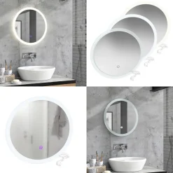 Badezimmerspiegel Weiß 50 x 50 cm Rund Vicco