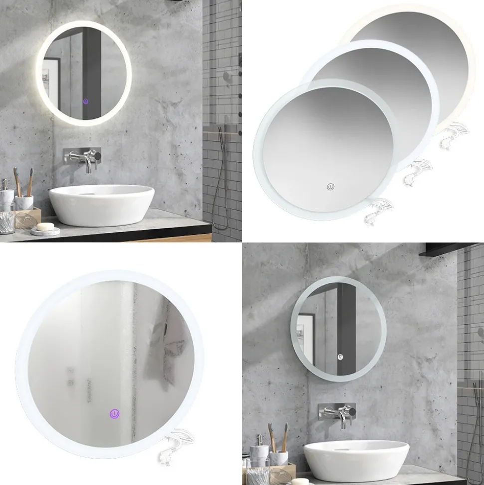 Badezimmerspiegel Weiß 50 x 50 cm Rund Vicco