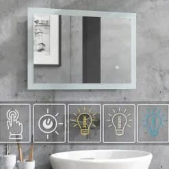 Badezimmerspiegel Weiß 60 x 40 cm Vicco