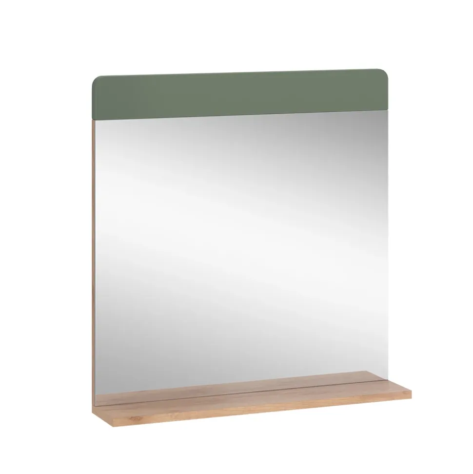 Badezimmerspiegel Izan Grün/Goldkraft Eiche 60 x 62 cm mit Ablage Vicco