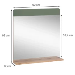 Badezimmerspiegel Izan Grün/Goldkraft Eiche 60 x 62 cm mit Ablage Vicco