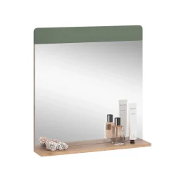 Badezimmerspiegel Izan Grün/Goldkraft Eiche 60 x 62 cm mit Ablage Vicco