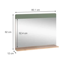 Badezimmerspiegel Izan Grün/Goldkraft Eiche 80.1 x 62 cm mit Ablage Vicco