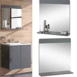Badezimmerspiegel Izan Grau 60 x 62 cm Vicco