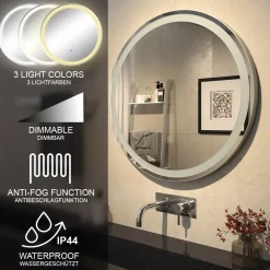 Badezimmerspiegel Lumos Weiß 70 cm mit Touchschalter Vicco