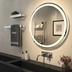 Badezimmerspiegel Lumos Weiß 70 cm mit Touchschalter Vicco