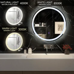 Badezimmerspiegel Lumos Weiß 70 cm mit Touchschalter Vicco