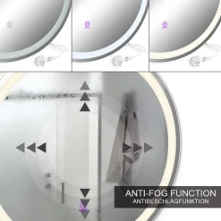 Badezimmerspiegel Lumos Weiß 70 cm mit Touchschalter Vicco