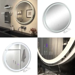 Badezimmerspiegel Lumos Weiß 70 cm mit Touchschalter Vicco