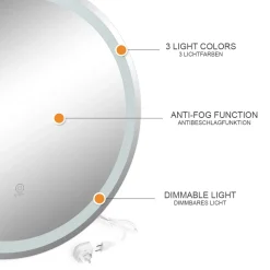 Badezimmerspiegel Lumos Weiß 70 cm mit Touchschalter Vicco