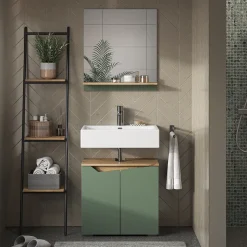 Badezimmerspiegel Marelle Grün/Artisan 60 x 67 cm mit Regal Vicco