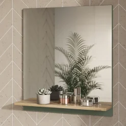Badezimmerspiegel Marelle Grün/Artisan 60 x 67 cm mit Regal Vicco