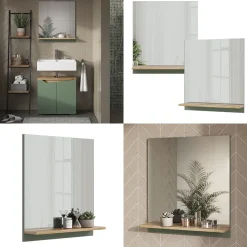 Badezimmerspiegel Marelle Grün/Artisan 60 x 67 cm mit Regal Vicco