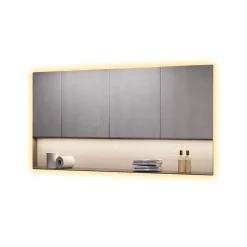 Badezimmerspiegel Miral Glas 80 x 2.8 cm mit Backlight Beleuchtung Vicco