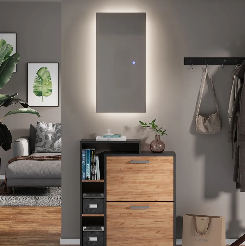 Badezimmerspiegel Miral Glas 80 x 2.8 cm mit Backlight Beleuchtung Vicco