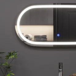 Badezimmerspiegel Miral Glas 80 x 2.8 cm mit Frontlight Beleuchtung Vicco