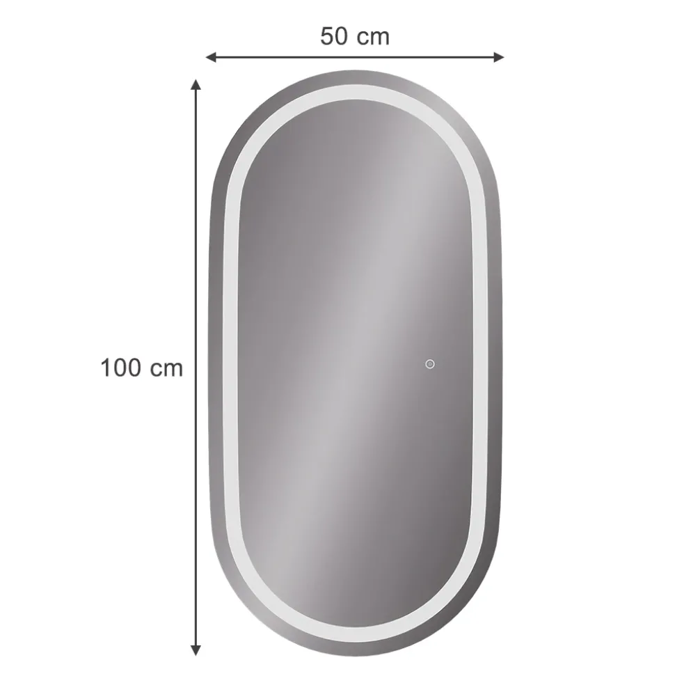 Badezimmerspiegel Miral Glas 100 x 2.8 cm mit Frontlight Beleuchtung Vicco