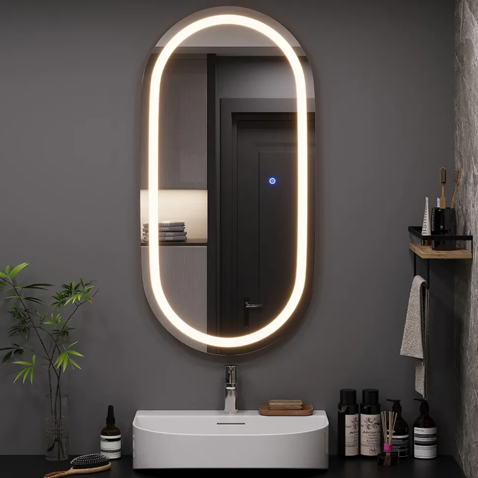 Badezimmerspiegel Miral Glas 100 x 2.8 cm mit Frontlight Beleuchtung Vicco