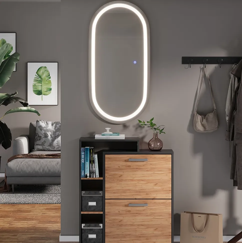 Badezimmerspiegel Miral Glas 100 x 2.8 cm mit Frontlight Beleuchtung Vicco