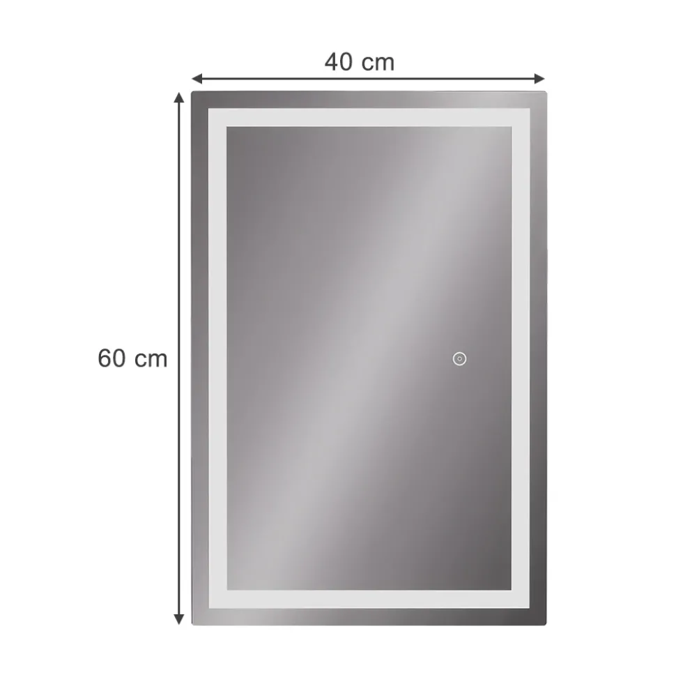 Badezimmerspiegel Miral Glas 60 x 2.8 cm mit Frontlight Beleuchtung Vicco